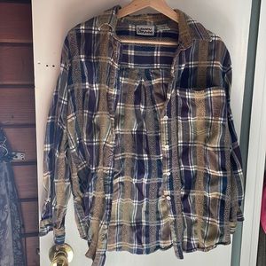 Vintage Button Down Plaid Shirt with Golden Detail Size M